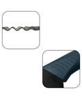Potato veggie crinkle cutter with wave blade for crinkle fries; blue textured handle.