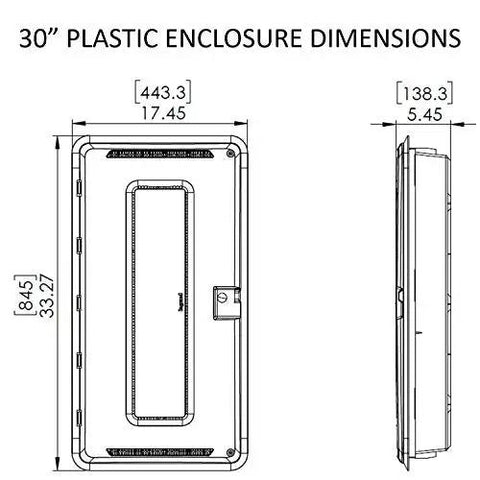 30 Inch Media Enclosure For Home Networking And Cable Management, Recessed White ABS Box For Structured Wiring dimensions diagram.