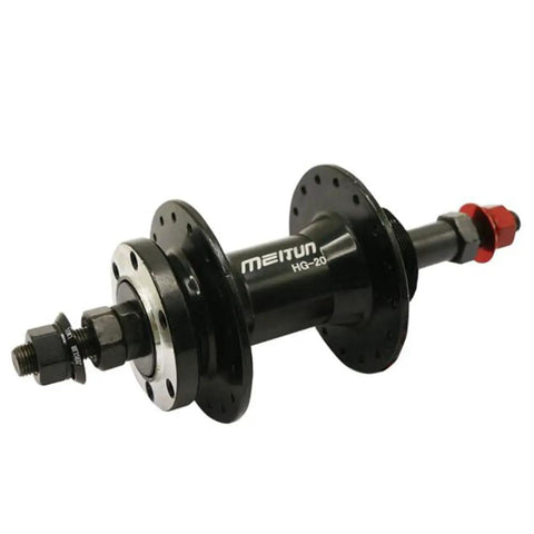 Two Pack 7075 Aluminum Wheel Hub Axle Nuts M10xP1 Bolt Screws For Front And Rear Bike Wheels Lightweight Yet Durable With Anti Slip Washer To Prevent Loosening Dope Upgrade For Mountain And Folding Bikes mounted on black bike hub