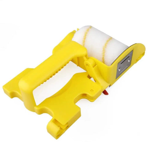Heavy Duty Paint Edger Roller For Interior Walls Ceilings And Doors Cuts Crisp Lines Hassle Free, yellow handle and sponge roller design.