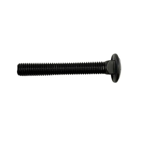 Beefy One Half Inch Carriage Bolts With Thirteen Threads Per Inch, Three And One Half Inch Long, Grade Eight, Ten Pack, Heavy Duty Round Head Square Neck, Black Oxide Finish, SAE J429 black oxide carriage bolt side view