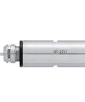 Kickass Precision 50000 Rpm Water Cooled Spindle Featuring A Rock Solid Split Architecture And Premium Angular Contact Bearings For Serious Cnc Routing And Heavy Duty Shop Jobs, silver spindle with precise detailing.