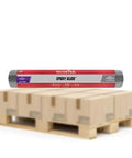 Badass 72 Pack of 18 Inch by Quarter Inch Nap Epoxy Glide Roller Covers on pallet, showcasing dark gray shed resistant fabric.