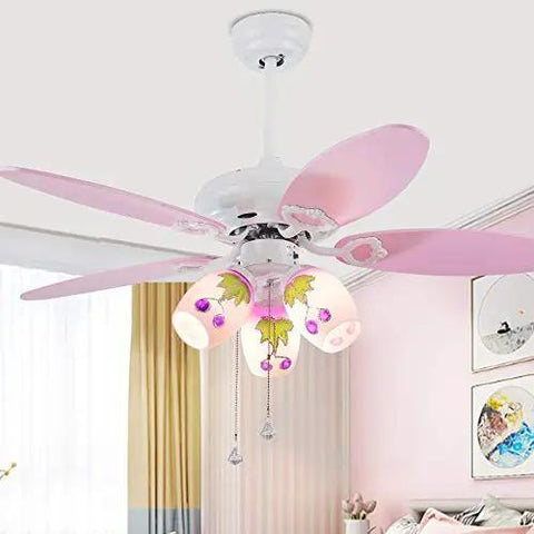 Hella Sleek Nordic Ceiling Fan With Wooden Leaf Blades And Built In Light And Smooth Quiet Airflow For Living Room Or Bedroom And Totally Chill Modern Decor Upgrades with pink blades and decorative glass shades.