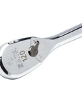 Close-up of Pro Grade Three Piece Ratchet Set With 1-4 Inch, 3-8 Inch And 1-2 Inch Drives 120-Position 60-Tooth Teardrop Head
