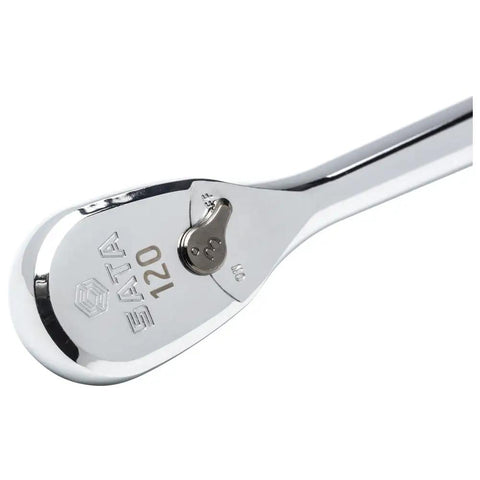 Close-up of Pro Grade Three Piece Ratchet Set With 1-4 Inch, 3-8 Inch And 1-2 Inch Drives 120-Position 60-Tooth Teardrop Head