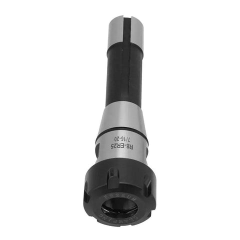 Pro-Grade ER25 Collet Chuck Set With R8 Adapter, featuring a heavy-duty spring collet and precise clamps, for CNC milling use.