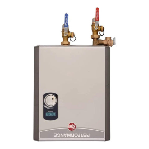 Three Quarter Inch Push To Connect Tankless Water Heater Valves Installation Kit with DIY install, color-coded hot/cold valves