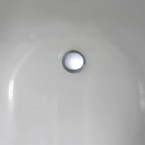 2pcs Bathtub Drain Plug Rotating Design Brass with Flat Seal visible in a white bathtub with a chrome drain hole.