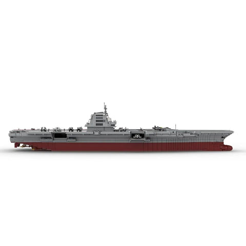 Badass 10009 Piece Military Aircraft Carrier Building Blocks Set 1 200 Scale Chinese Navy CV18 Warship side view of assembled model.