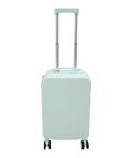 20 Inch Carry On Luggage With Usb Charging Port And Cup Holder Abs Hardshell Suitcase in mint color with extended handle and wheels.