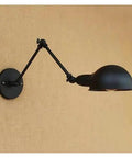 JGSYD Adjustable Long Arm Wall Sconce - Vintage Industrial Home Lighting Retro Loft Lamp mounted on a wall, featuring black finish.