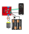 Beefy Dual H-Bridge Motor Drive Controller Board with battery pack and motor setup for Arduino ESP32 ESP8266