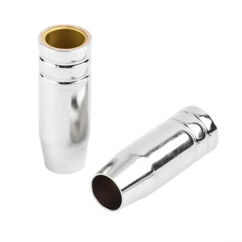 MB25 MIG Nozzle Guard Conical Welding Shroud For Binzel Style Tips, Pro Grade Fit With Leak-Proof Air Push, Boosted Shielding Gas Coverage For Porosity-Free Welds And Cleaner MB25 Torch Performance, two silver metal guards
