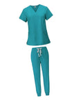 Nurse Scrub Set Uniform Top And Jogger Pants For Nurses Beauty Spa Salon And Pet Grooming Pros Blue Size S Machine Washable Easy Care