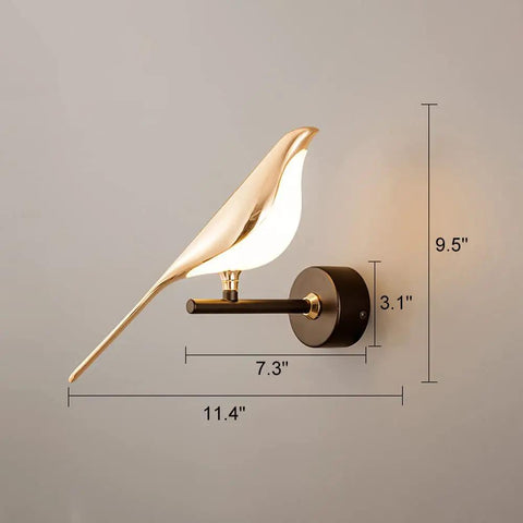 Cool Magpie Themed LED Bird Wall Light In Gold One Light Acrylic Fixture For Living Room And Bedroom Adjustable Bird Head SMD LED Bulb Included Modern Fun Bedside Decor