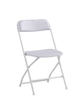 Single chair from Ten Pack White Plastic Folding Chairs With Steel Frame Indoor Outdoor Portable Stackable Commercial Seating