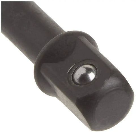 Close-up of Impact Ready Hex Shank Socket Adapter 1/4 To 3/8 Inch Quick Change for drills and impact tools, metallic finish