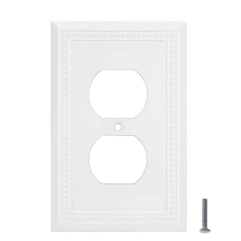 Sunken Pearls Heavy Duty Decorative Wall Plate Switch Plate Outlet Cover Set White 2 Pack For Single Duplex Zinc Alloy Construction