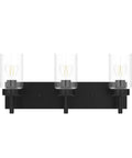 Vintage Vibes Wall Light Fixture With 3 Clear Glass Shades In Matte Black Finish, Perfect For Powder Room, Hallway, Kitchen.