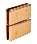 Gold Plated Glass To Glass Mount Hinge With Top And Bottom Mount Design For Half Inch Tempered Glass, monolithic brass body