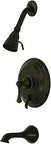 Vintage Tub And Shower Faucet With Metal Lever Handle In Oil Rubbed Bronze Solid Brass Construction Wall Mount Design
