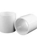 1.25 Inch PVC Coupling 2 Way Socket To Socket, Heavy Duty Furniture Grade Schedule 40 Fittings, in glossy white.