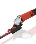 Kick Up Some Dust With This Quick Swap Angle Grinder To Belt Sander Adapter Fits 100 115 And 125 Millimeter Discs With Six Speed Switch Lock One Eighty Pivot And Sure Grip Handle mounted on an angle grinder.