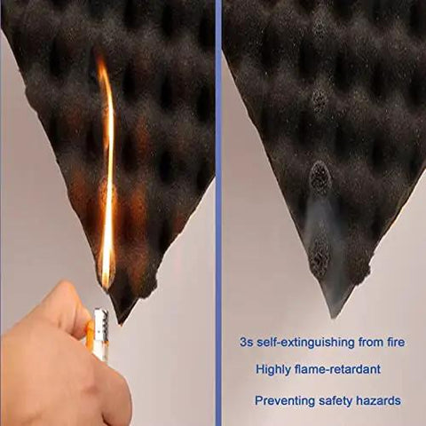 Pro Grade Fire Resistant Acoustic Foam Roll For Walls And Self Adhesive Soundproof Padding displayed while demonstrating fire resistance.