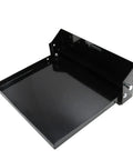 Fold Out Work Station Tray Cabinet For Garage And Trailer 16x14 Inch Tray Aluminum Powder Coated Black Made In USA front view