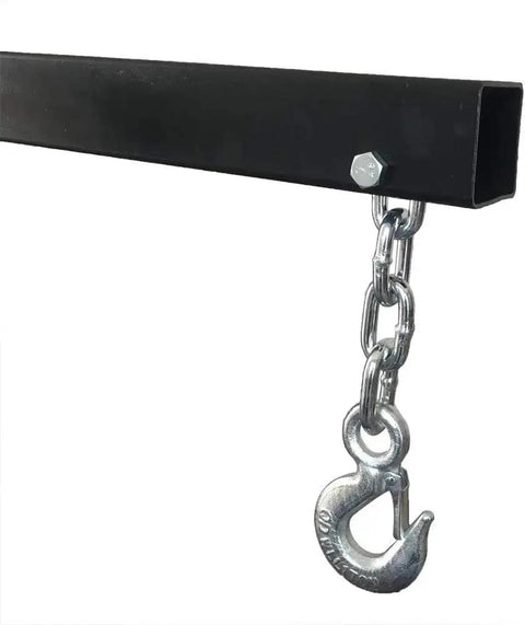 Heavy Duty Professional Grade Two Ton Electric Engine Hoist Stand mounting hook and chain detail for easy clamping.