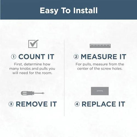 Installation steps for Brushed Gold Cabinet Pulls Set Of 10 With Five And One Sixteenth Inch Center To Center 128mm.