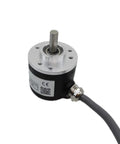 Pro-Grade Solid Shaft Rotary Encoder 38mm Outer Diameter 6mm Shaft 1000 PPR Push-Pull ABZ Output in aluminum housing.
