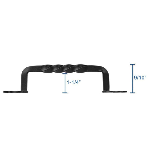 Side view of Twist Style Rustic Matte Black Cabinet Pulls for kitchen cabinets with 128mm center to center 5 inch hole spacing