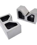 Steel V Block Set With 6 Inch Length, 2 1/2 Inch Width, 3 1/2 Inch Height, Hardened Ground Tool Steel, Machinist Grade V Block For Milling And Drilling, Precision Square And Parallel Surfaces. Two hardened steel V blocks shown from top angle
