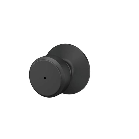 Matte black door knob side view, Bowery Matte Black Privacy Door Knob For Bedroom And Bath Lock With Inside Push Button Release