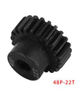 Close-up of a 22T gear from the 48P 3.175mm Black Steel Pinion Gear Set For RC Cars One Eighth And One Tenth Scale 32DP 0.8 Module