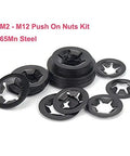 235 Piece Black Starlock Internal Tooth Lock Washers Set In 8 Sizes M2 M3 M4 M5 M6 M8 M10 M12, 65Mn Steel