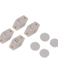 Heavy Duty Furniture Caster Wheels Set With Self Adhesive Stainless Steel Rollers 4 Piece Pack shown with mounting pads.