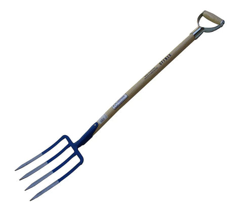 Garden Digging Spading Fork With Four Bayonet Prongs Forged In Austria One Piece Steel Head And Ash D Grip Handle
