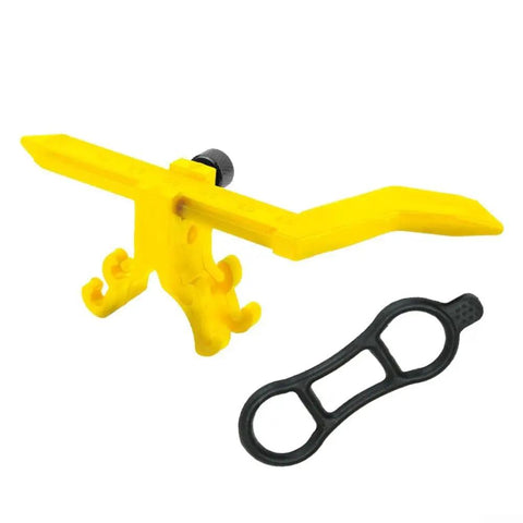 Bike Wheel Repair Tool With Wheel Truing Stand And Percentage Adjustment For Precise Accuracy shown in yellow ABS with rubber band