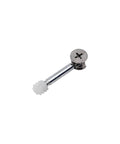 Close-up of a metal and plastic piece from 100 Pcs Cam Lock Screws For Furniture Three In One Eccentric Wheel Fasteners For Wardrobes And Cabinets