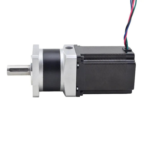 Nema 23 Stepper Motor 76.5mm with 10:1 MG Series Planetary Gearbox, 30 arcmin backlash, showing built-in shaft coupling