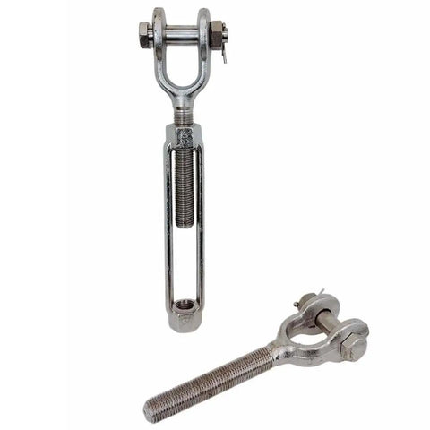 Rock Solid T316 Stainless Steel Jaw Jaw Turnbuckle 1-1/4 By 12 for secure cable railing and rigging tasks.
