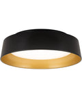 12.5 Inch LED Flush Mount Ceiling Light 26W 1350 Lumens Dimmable With Three Color Temperatures 3000K 4000K 5000K Matte Black With Gold Inside