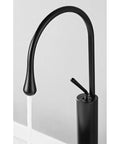 Black faucet with a curved spout, designed for USZWBY Vessel Sinks Nordic Countertop Basin Matte Green Ceramic Square Washbasin.