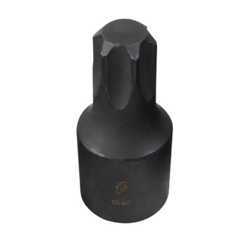 Pro Grade Half Inch Drive T40 Internal Star Impact Socket Forged From Heavy Duty Chrome Molybdenum Alloy Steel, close-up view.
