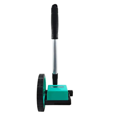 Mechanical Digital Roller rangefinder, manually Pushed rangefinder Wheel, Engineering Measuring Ruler 9999.9M with green wheel and black handle.