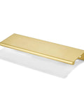 10 Pack Slick Brushed Gold Finger Edge Drawer Pulls Featuring Smooth Hidden Grip And Heavy Duty Zinc Construction For Quick Cabinetry Makeover Includes All Mounting Hardware For Fast Setup, showcasing sleek design.