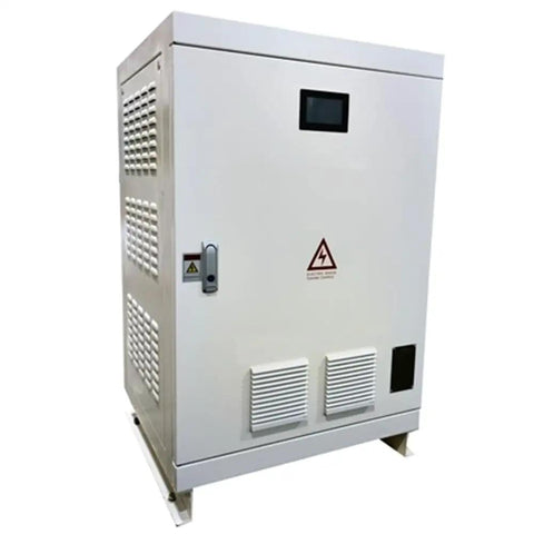 Single Phase To Three Phase Converter Badass Powerhouse 20 Horsepower 15 Kilowatt Transformer with vents and display.